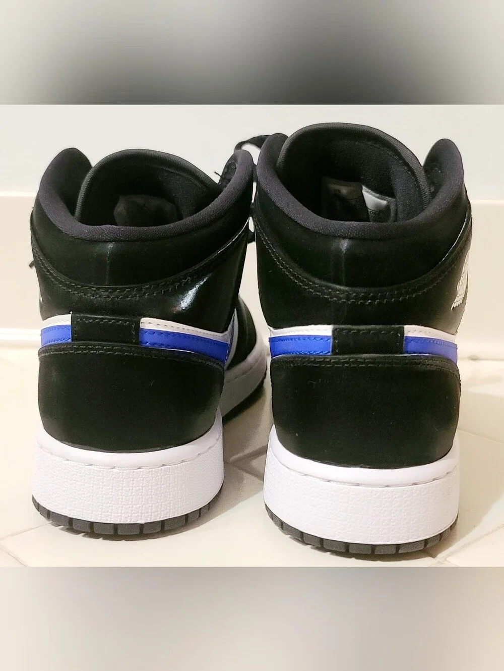 Air Jordan 1 Mid Black Racer Blue White GS Size 6Y / Women's Size  8